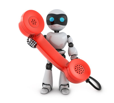 Old telephone and robot