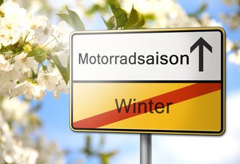 Naklejka premium Motorrad Saison Winter Schild 