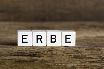 The word heritage written in cubes