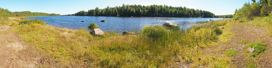 river in Karelia summer. Panorama