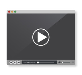 Video player with shadow on a white background