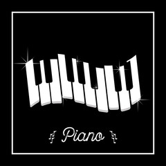 Fototapeta premium Piano keys in frame on a black background