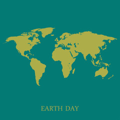 Earth map on turquoise background stylish illustration