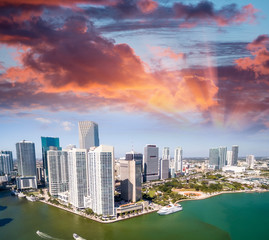 Awesome aerial view of Downtown Miami