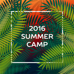 Fototapeta na wymiar Summer themed camp and summer vacation poster