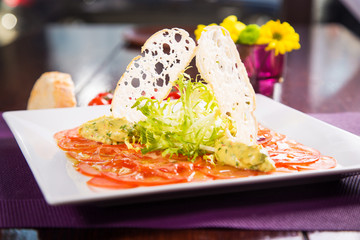 carpaccio in restaurant