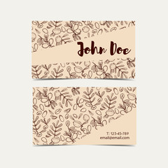 Argan  business cards.  Eco style in natural colors.