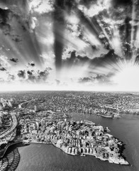 Sydney, Australia. Awesome aerial view from helicopter on a beau