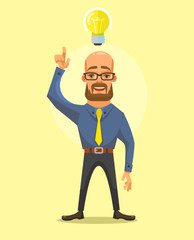 Man with great idea. Vector flat illustration