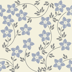 Fototapeta na wymiar Seamless pattern with decorative flowers and leaves