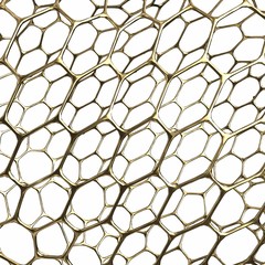 Golden grid hexagon shapes background picture. 3d illustration