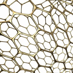 Golden grid hexagon shapes background picture. 3d illustration