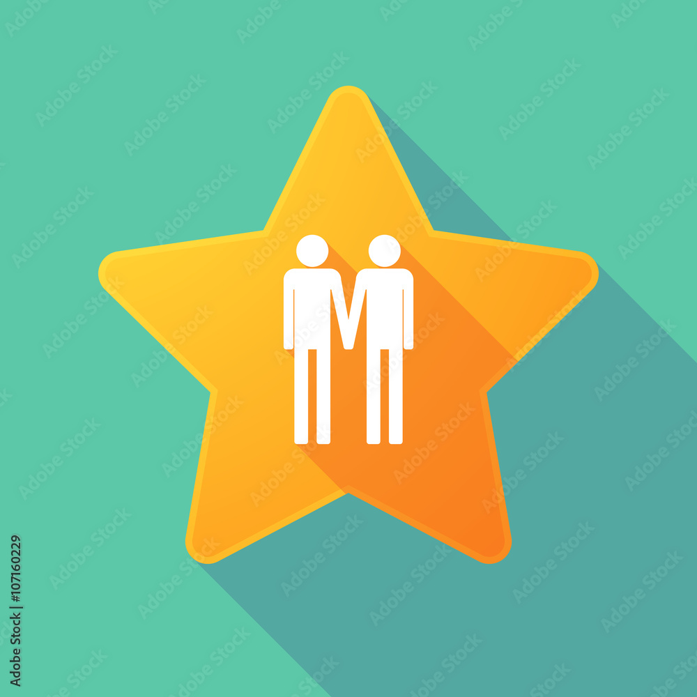 Poster long shadow star with a gay couple pictogram