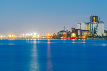Fototapeta na wymiar Riga. Sea port at night.