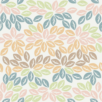 Colorful seamless pattern with elegant leaves