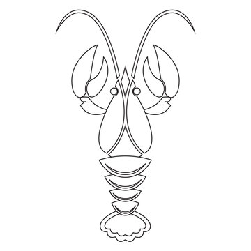 Crawfish or lobster silhouette isolated on white background. Vector icon or sign.