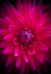 Closeup of a beautiful pink dahlia flower on dark background 