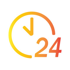 24 hours a day icon or sign isolated on white background. Round the clock support symbol. Vector illustration.