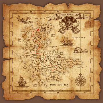 Vector Pirate Treasure Map