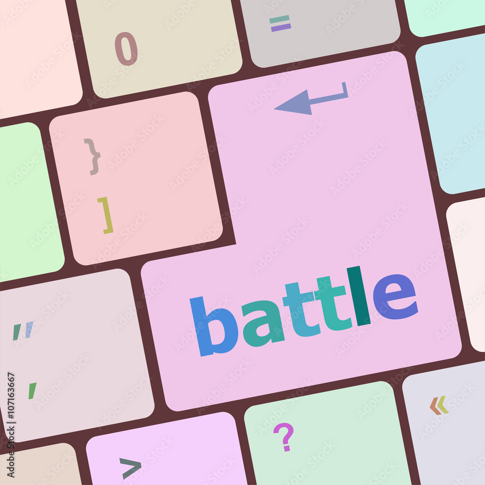 Aufkleber battle button on computer keyboard pc key vector illustration