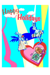 Happe Holidays card, illustration