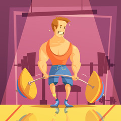 Deadlift Cartoon Illustration 