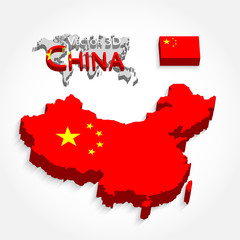 China 3D ( People 's Republic of China ) ( map and flag ) ( Transportation and tourism concept )