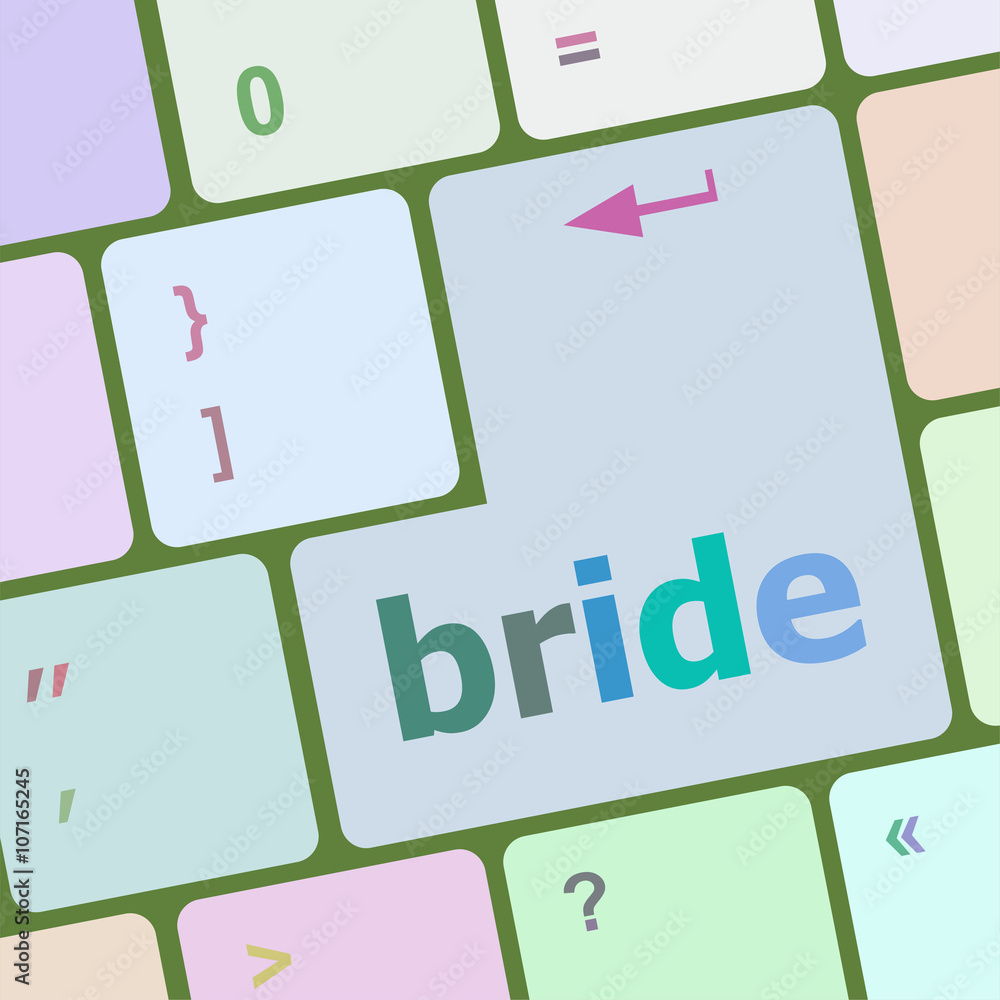 Aufkleber computer keyboard with the text bride vector illustration