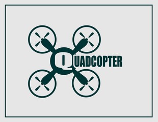 Drone quadrocopter icon. Quadcopter text