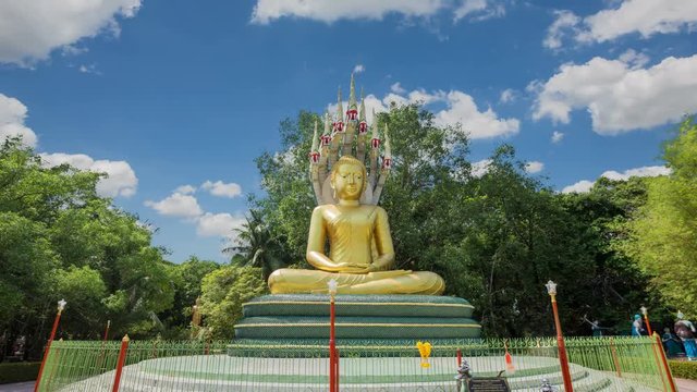 Nakprok beautiful golden Buddha in Temple Chak Yai at Chanthaburi Thailand.