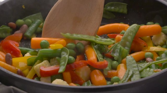 Frying vegetables