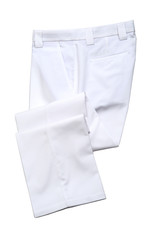 White mens trousers on white background