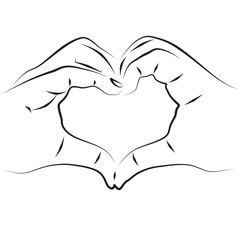 Сердце из пальцев рук. знак любви.