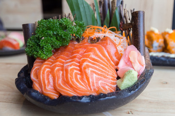 Raw salmon sashimi - japanese food