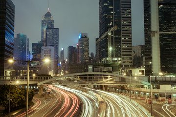 Traffic in city of hongkong at Rush hours