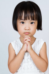 Asian Little Chinese Girl Praying