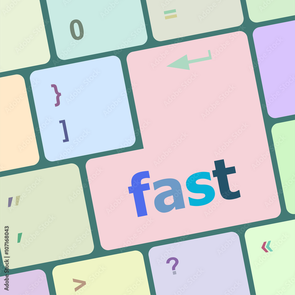 Poster fast button on the computer keyboard key vector illustration