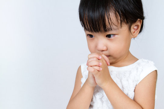 Asian Little Chinese Girl Praying