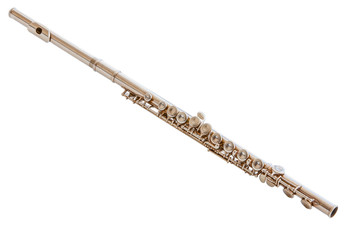 Fototapeta premium classical musical instrument flute isolated on white background