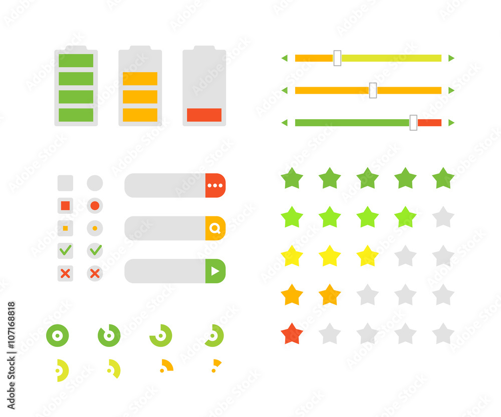 Aufkleber different interface design elements. flat design