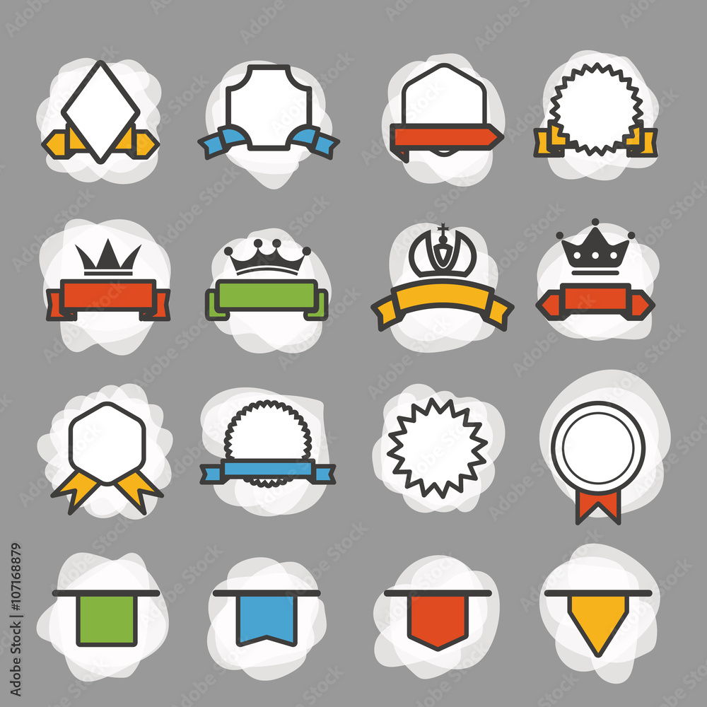 Poster different color logos template and flags clip-art