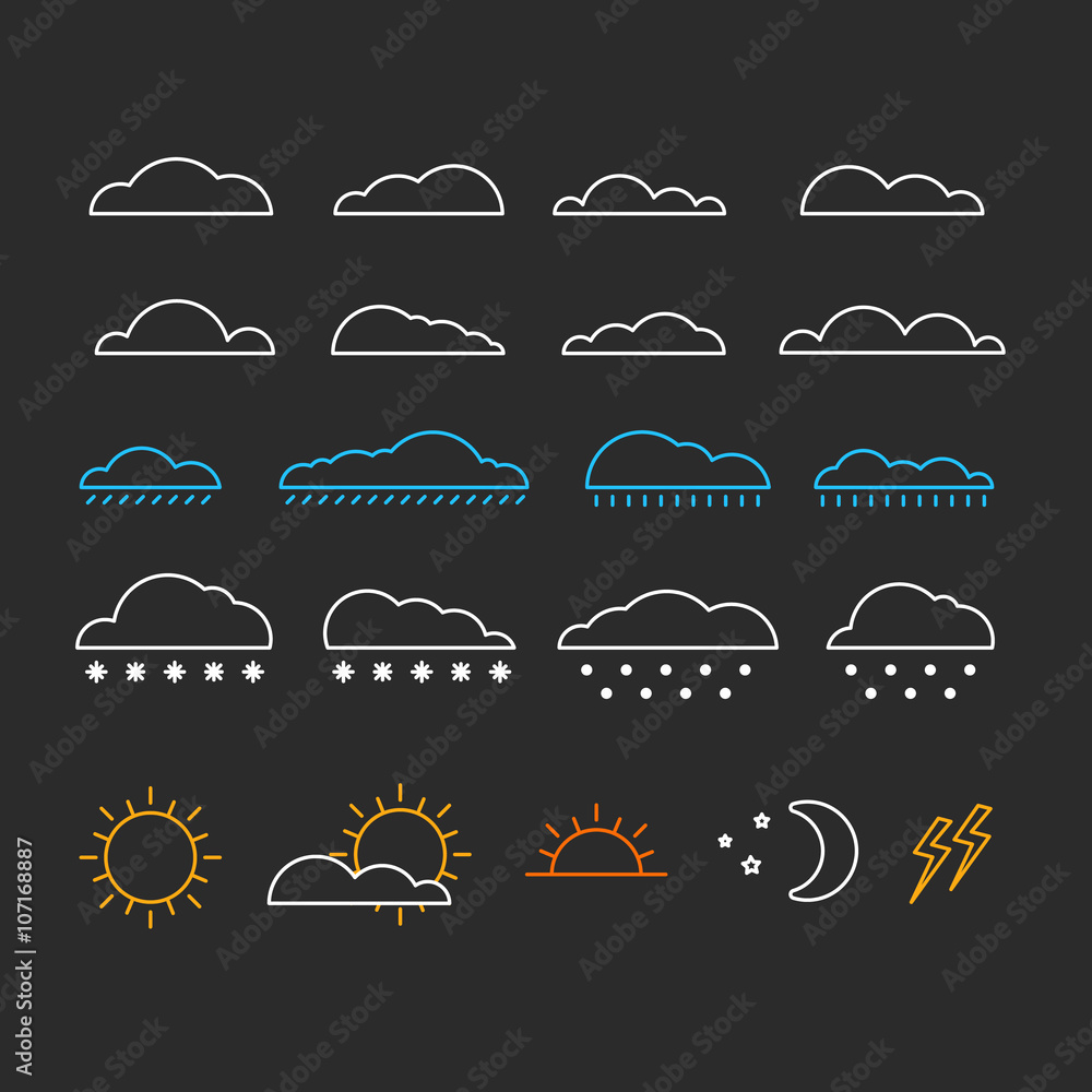 Wall mural different abstract forecast icons collection. design elements