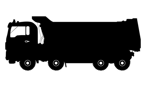 Vector detailed silhouette of truck isolated on white. Vector illustration