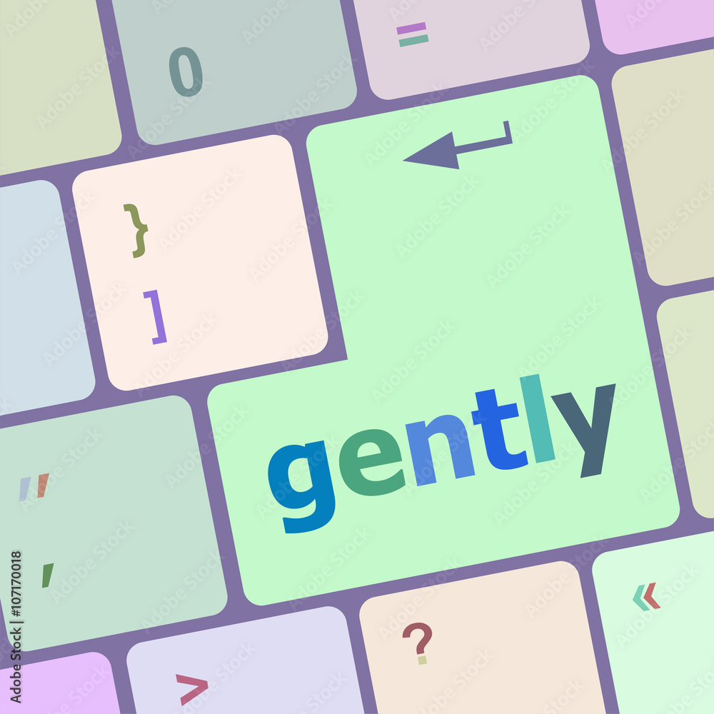 Poster vector gently word on computer pc keyboard key vector illustration