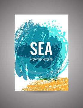 Bright summer card with sea theme. Vector illustration