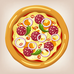 Mexican pizza vector illustration. Pizza set. Cartoon style icon. Restaurant menu illustration. 