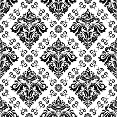 Seamless oriental ornament in the style of baroque. Traditional classic vector black and white pattern