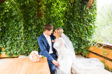 Happy bride and groom on their wedding