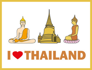 I love Thailand, Buddha and stupa