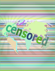 censored text on digital touch screen - social concept vector illustration